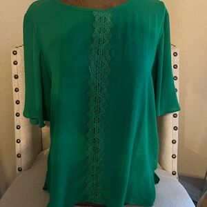 Vince Camuto Emerald Lace Accent Blouse